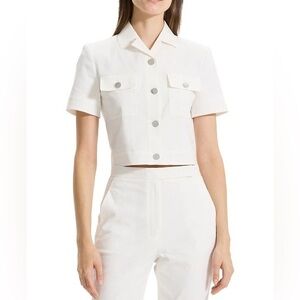 NWT Theory Seersucker Cropped Short Sleeve Jacket 6